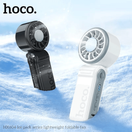 พัดลมพกพา HOCO HX604 สีดำ พร้อมแผ่นทำความเย็น พับได้ 90° ความเร็วมอเตอร์ 10000 RPM แบตเตอรี่ 3000MAH_11